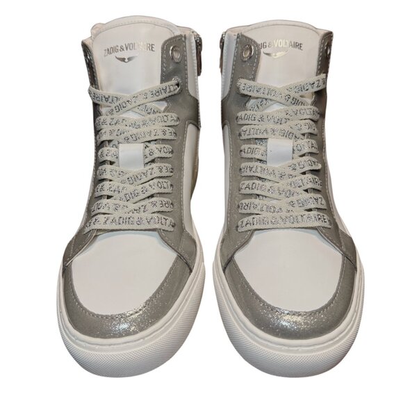 Zadig & Voltaire ZV1747 High Flash High-Top Sneakers Silver - Picture 5 of 16